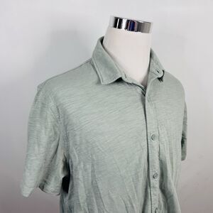 Vince XL Short Sleeve Casual Shirt Pale Green Soft 100% Cotton Button Front